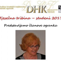 MJESEČNA KNJIŽEVNA TRIBINA, ZA STUDENI 2017., UGOŠĆUJE NAŠU ČLANICU MARIJU SOŠIĆ