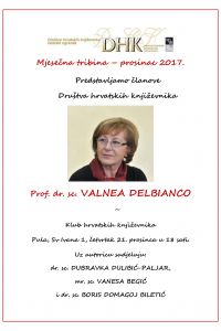 Mjesečna književna tribina - Prosinac 2017.