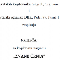 NATJEČAJ za književnu nagradu „ZVANE ČRNJA“
