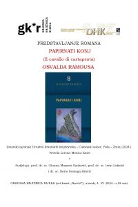 Istarski ogranak DHK u Rijeci priređuje PREDSTAVLJANJE ROMANA “PAPIRNATI KONJ”